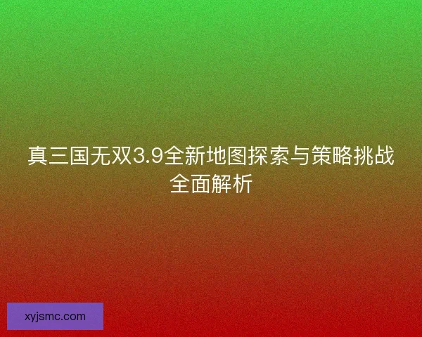 真三国无双3.9全新地图探索与策略挑战全面解析