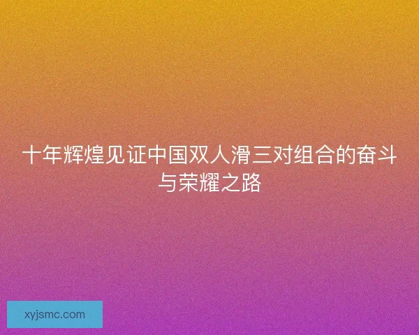 十年辉煌见证中国双人滑三对组合的奋斗与荣耀之路