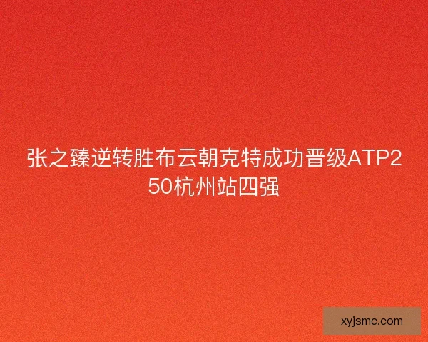 张之臻逆转胜布云朝克特成功晋级ATP250杭州站四强